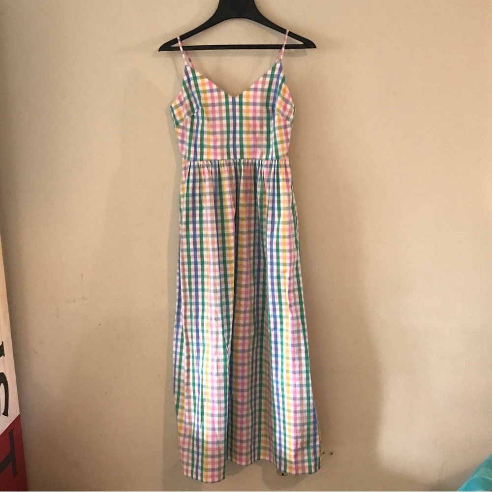 j.crew rainbow maxi gingham dress - 4P - Picture 5 of 9